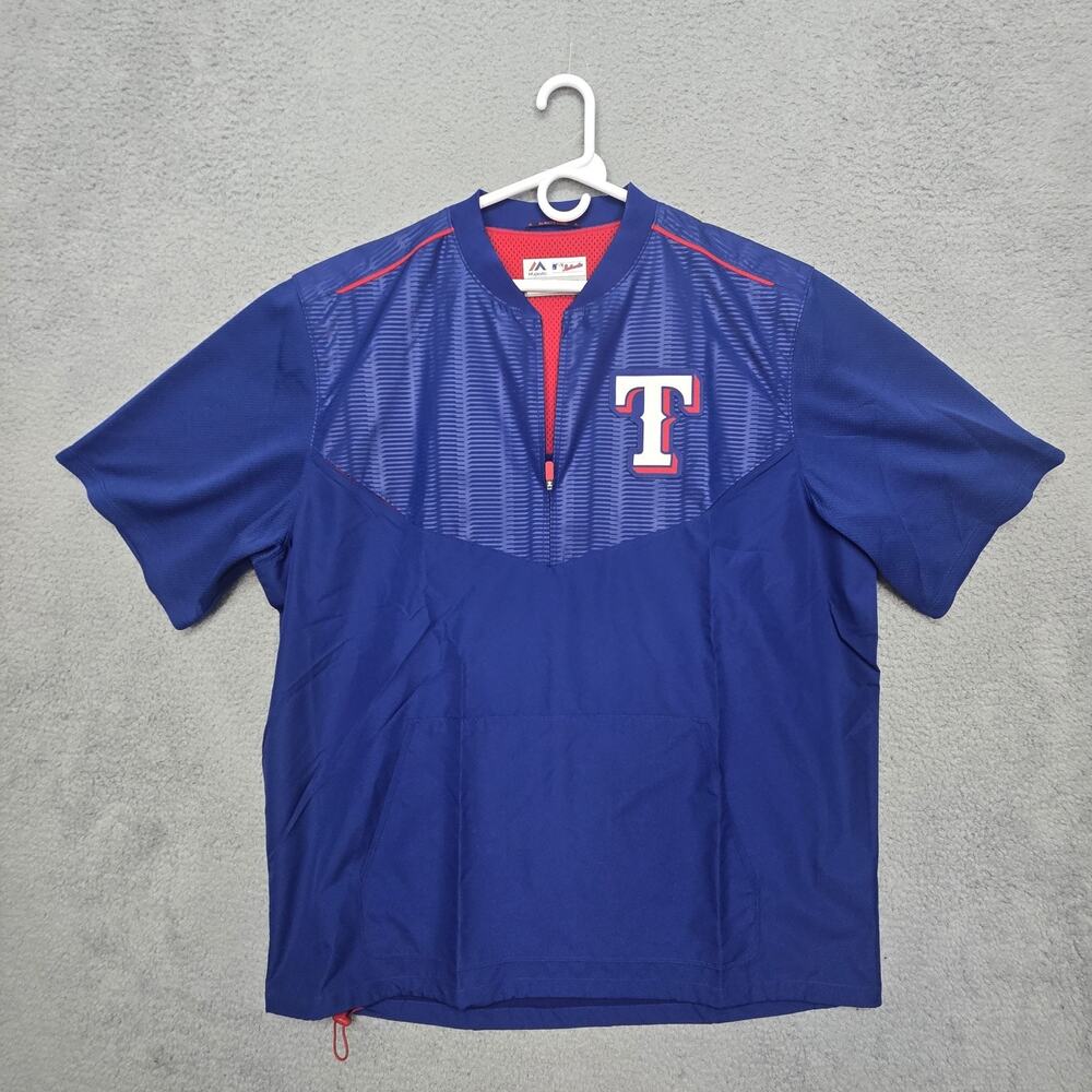 Texas Rangers Majestic Royal On-Base Team Issued Half Zip Pullover Jacket XL